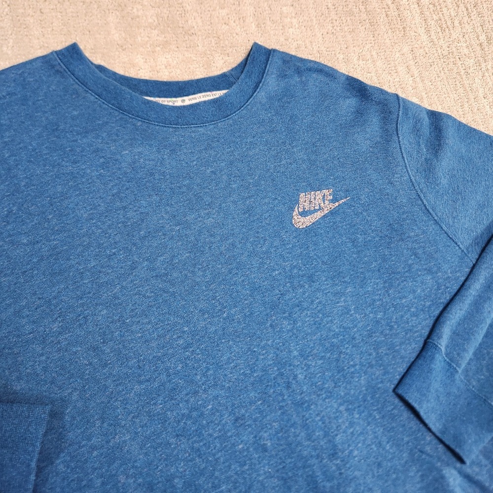 Nike Club Fleece Sweatshirt Men Large Crewneck Essential‎ Athleisure Cement Blue